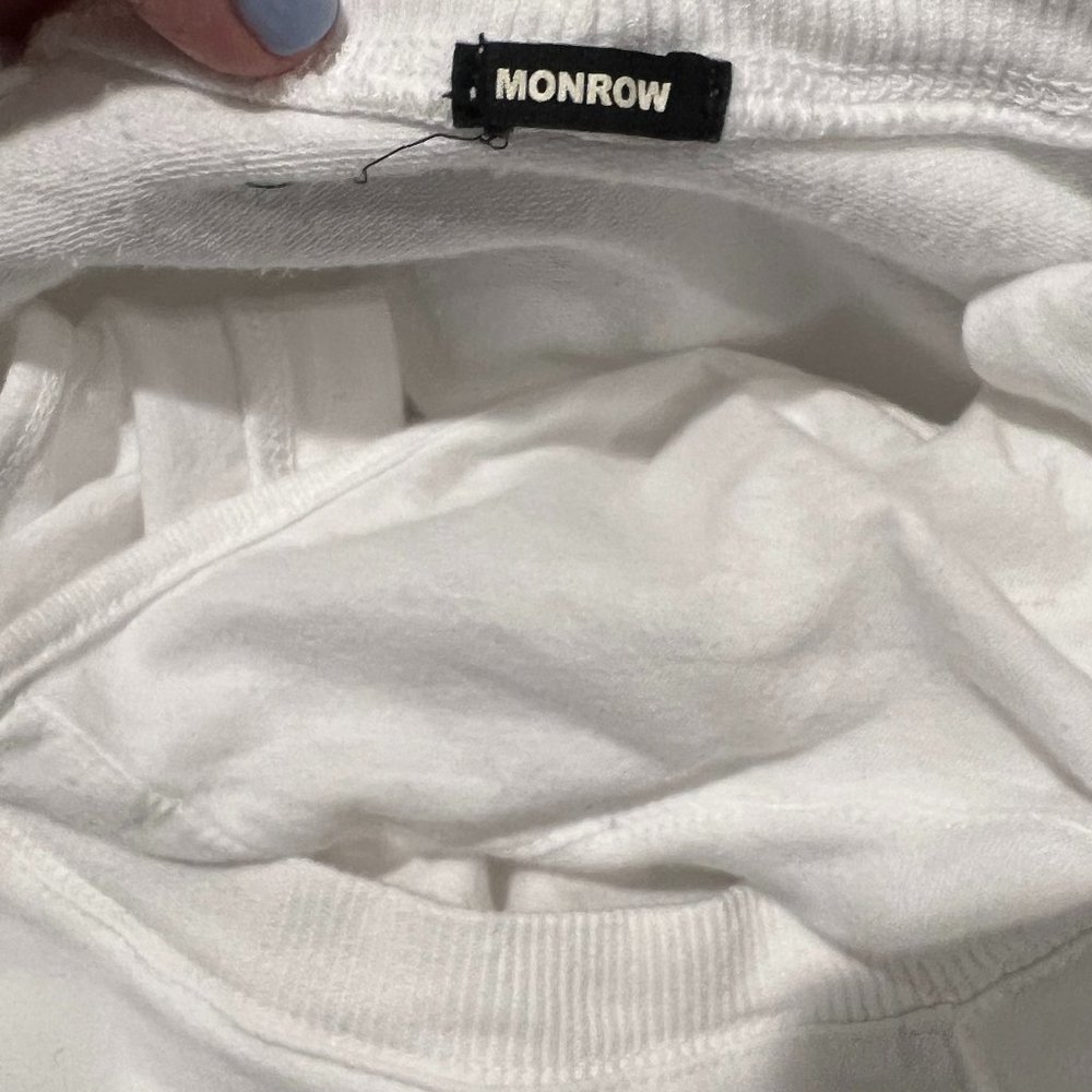 Monrow Double Layer Sweatshirt Camo Stripe Sleeve… - image 3